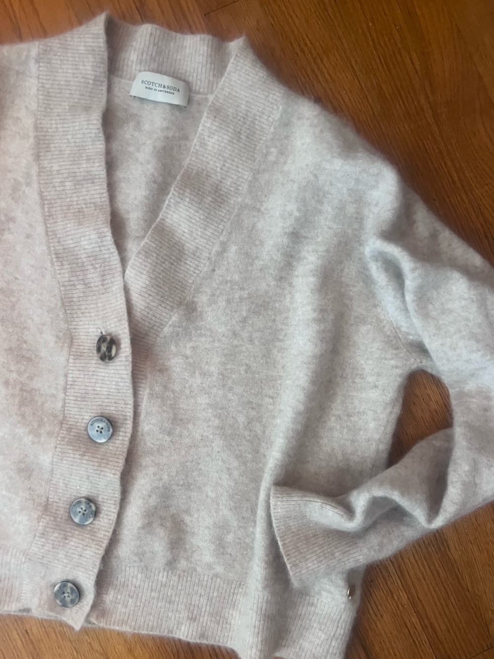 Scotch & Soda light beige wool-blend button cardigan